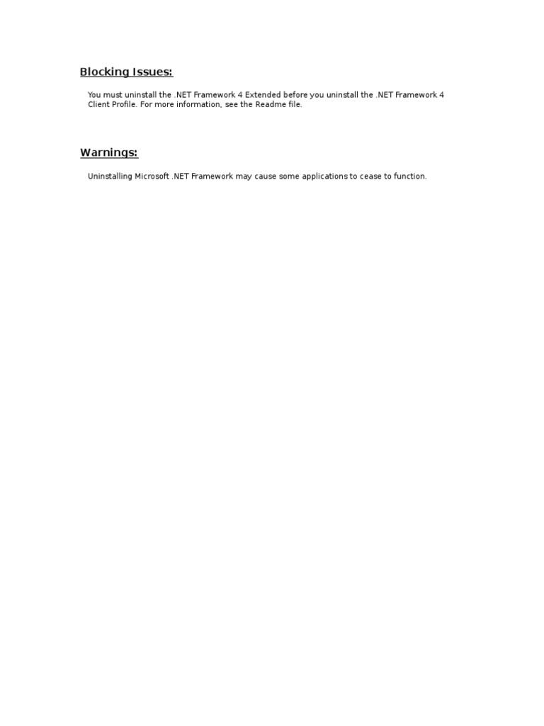 Uninstalling .NET Framework Guide | PDF