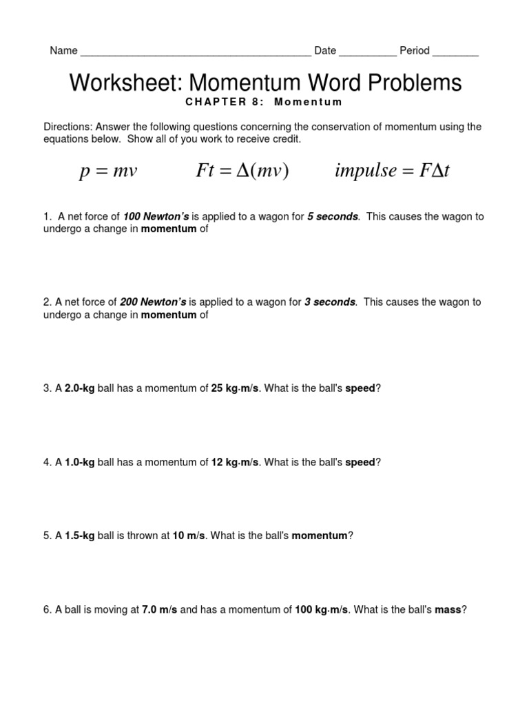 Uncategorized Conservation Of Momentum Worksheet momentum worksheet answers key collection of calculating sharebrowse