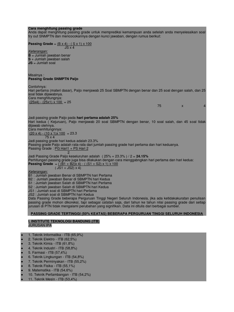 Cara Menghitung Passing Grade Docx