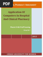 Application of Computers in Hospital and Clinical Pharmacy