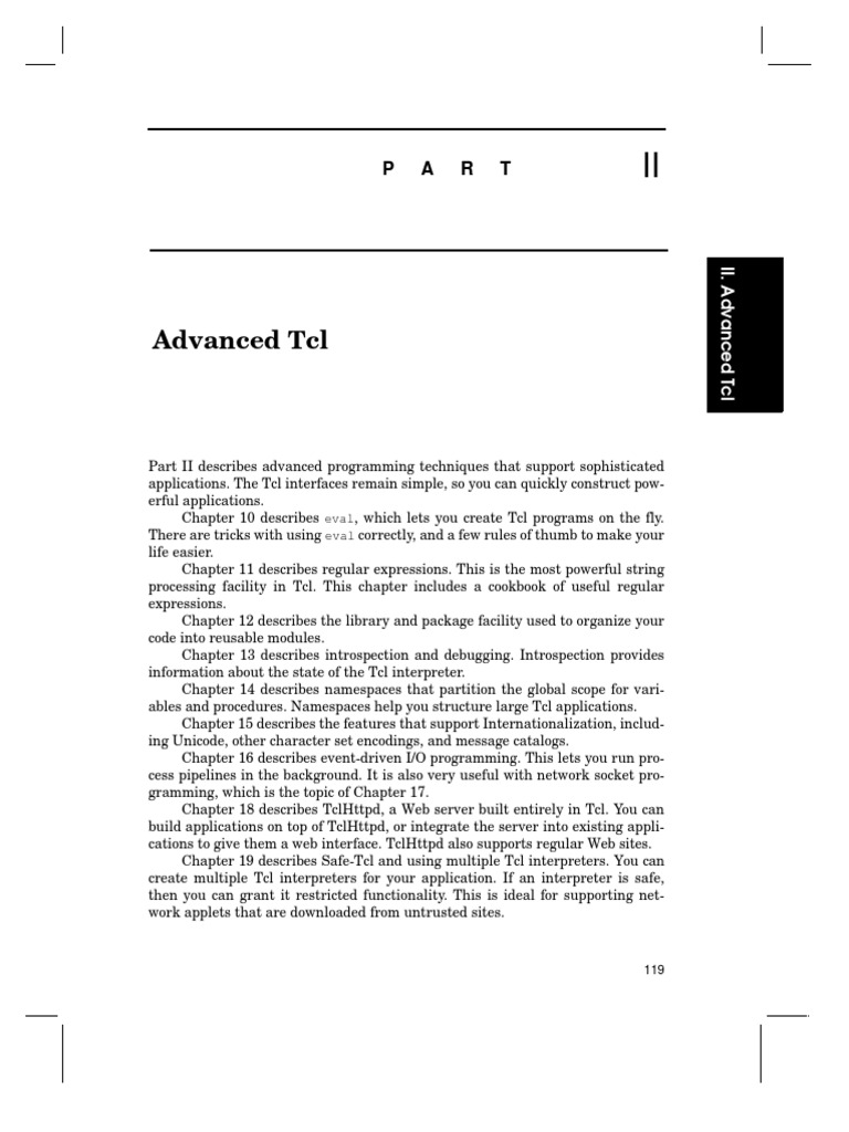 Advanced TCL: P A R T | PDF | Regular Expression | Parameter (Computer ...