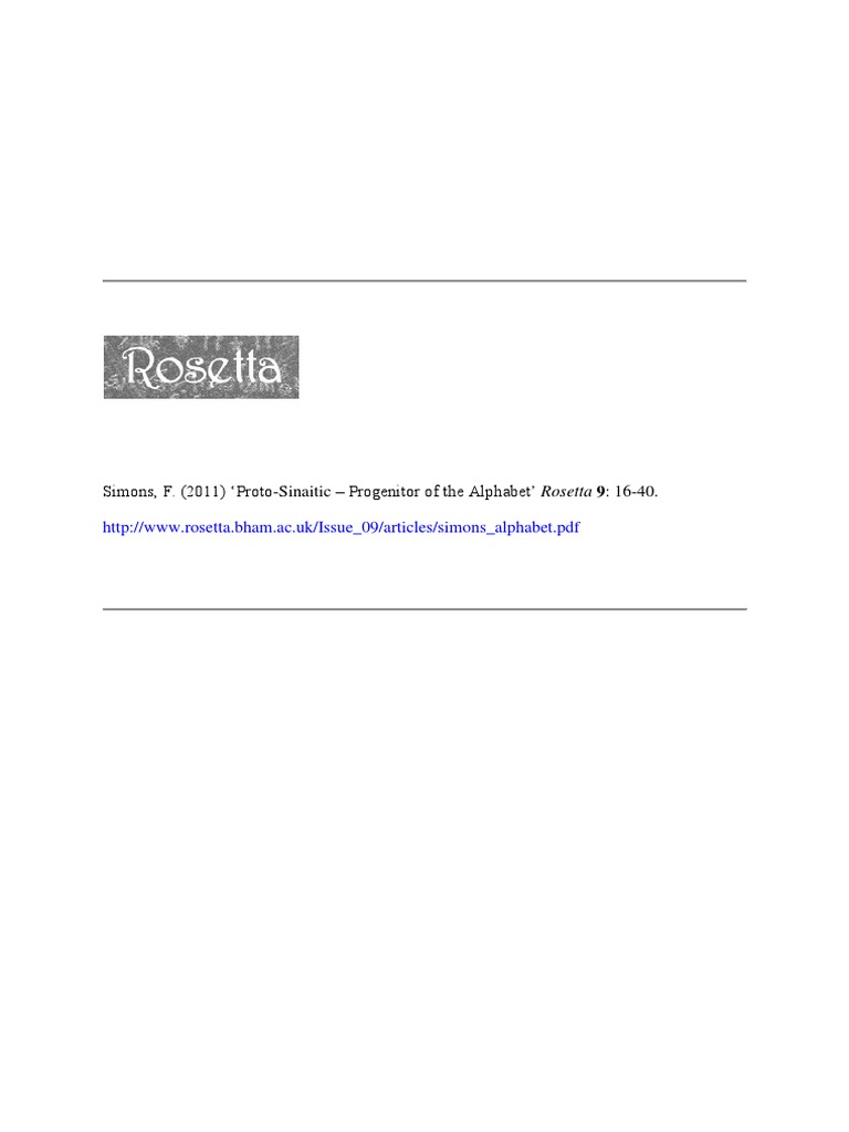 Proto-Sinaitic: The First Alphabet | PDF | Bronze Age | Writing