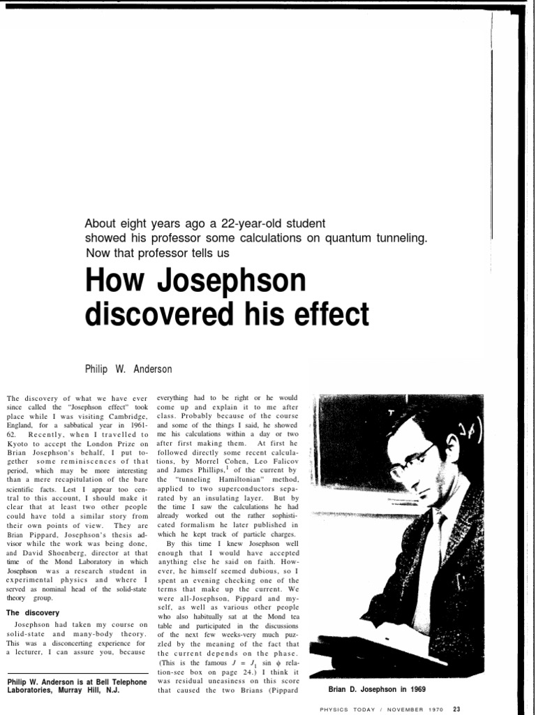 05 - How Josephson Discovered His Effect | PDF | Superconductivity ...