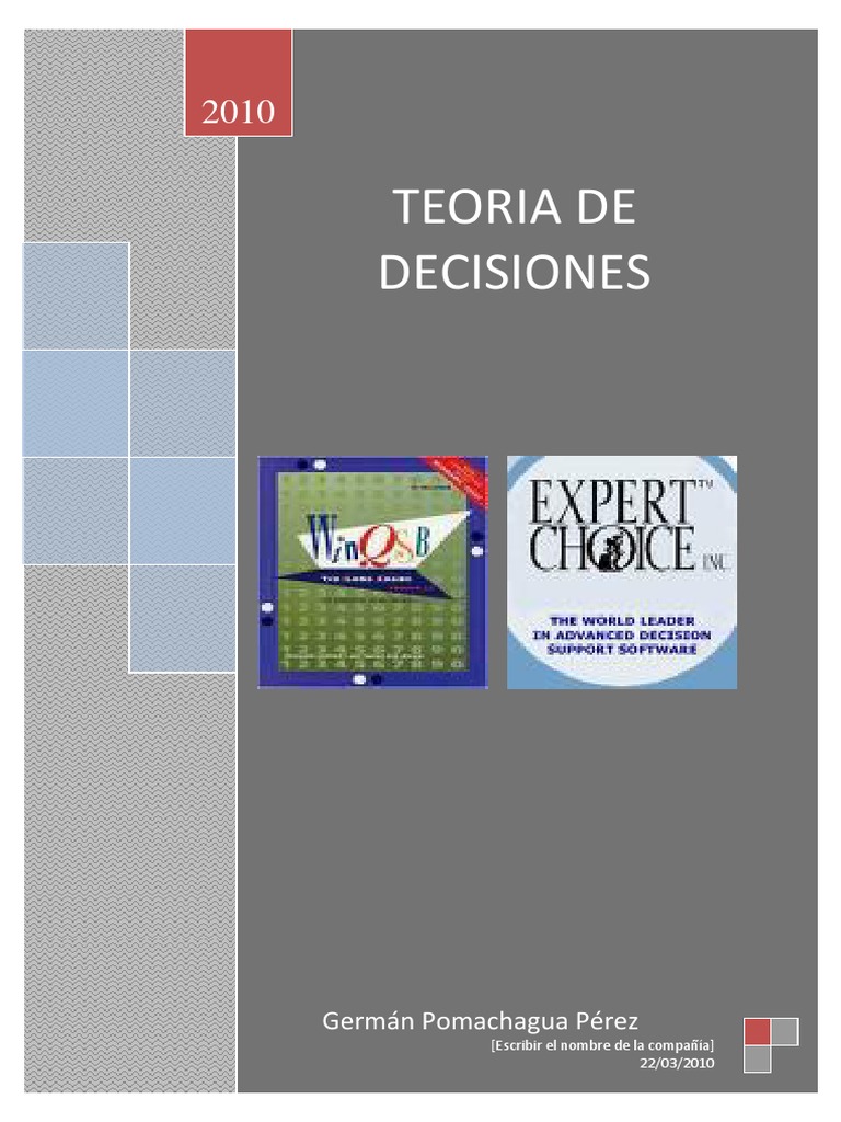 Teoría de la Toma de Decisiones | PDF | Toma de decisiones | Planificación