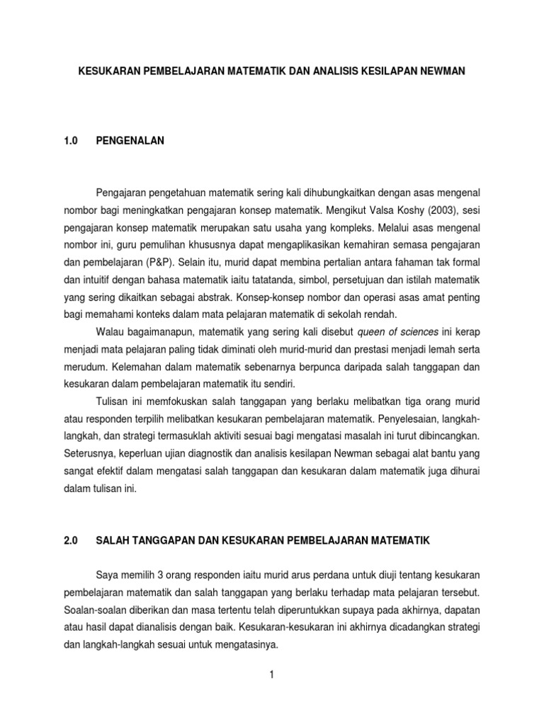 06 Kesukaran Pembelajaran Matematik dan Analisis Kesilapan 