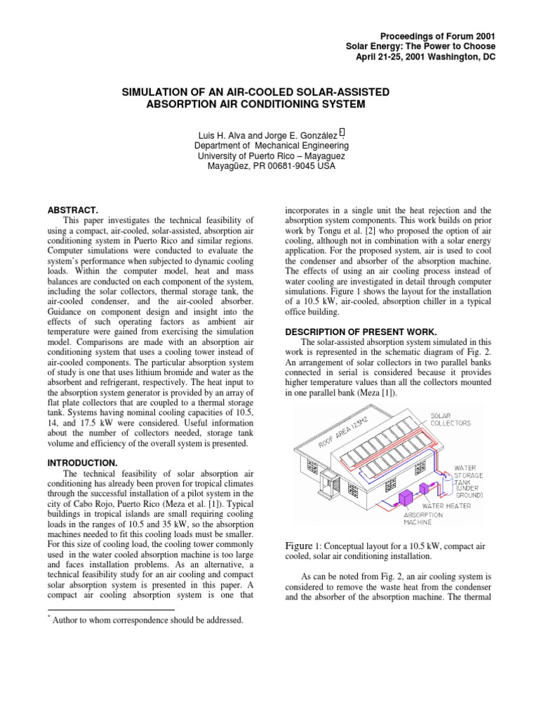 Air-Cooled Solar Absorption System | PDF | Heat Exchanger | Branches Of ...