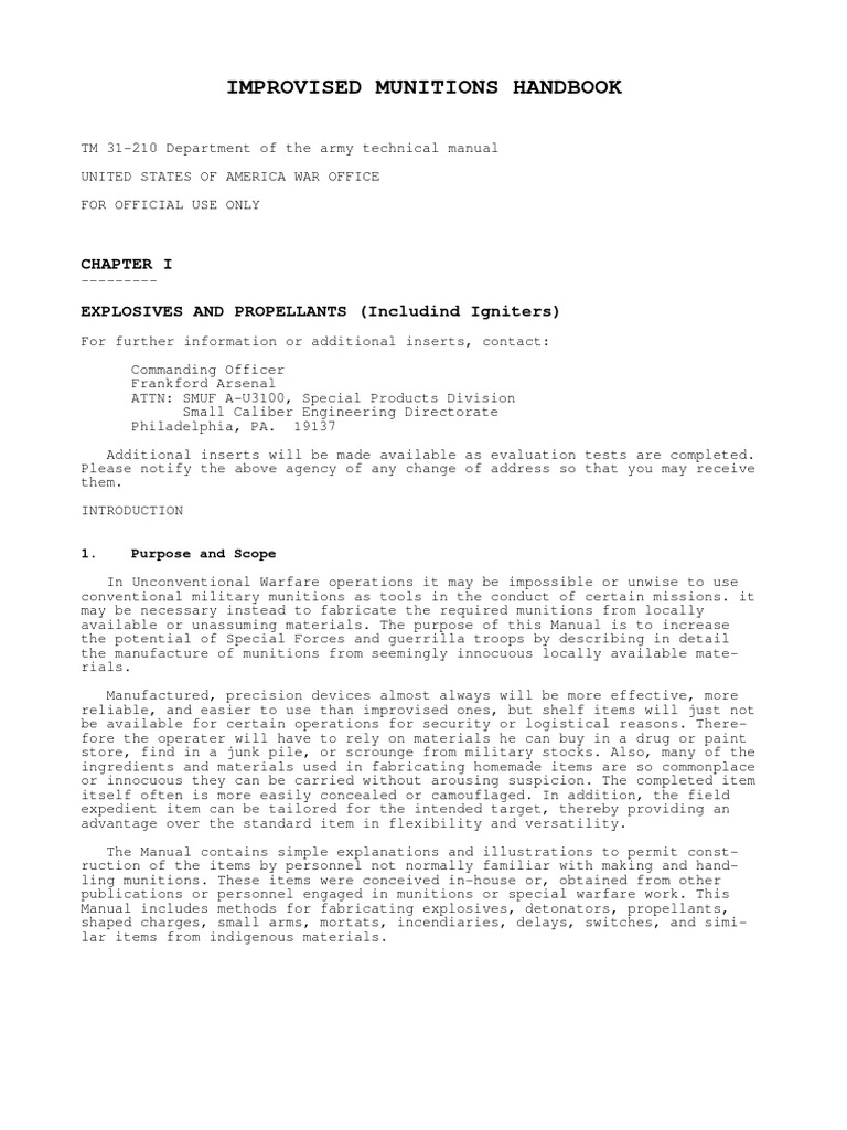 14886531 EBook US Army TM 31210 Improvised Munitions Handbook 