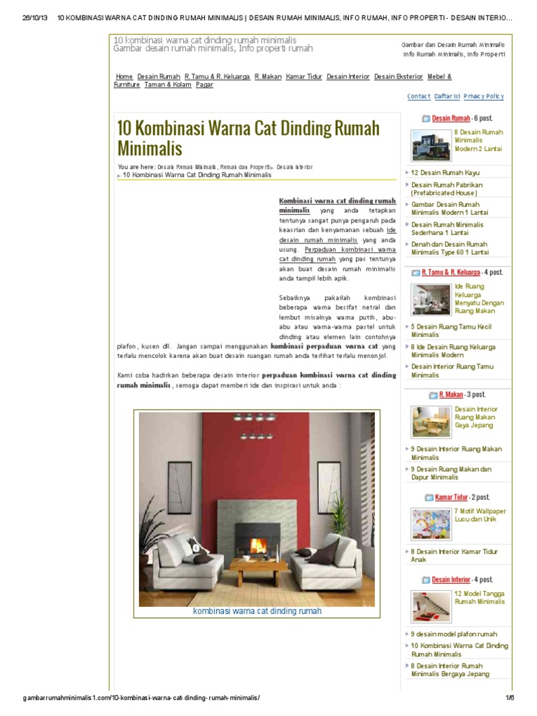 10 Kombinasi Warna Cat Dinding Rumah Minimalis Desain Rumah