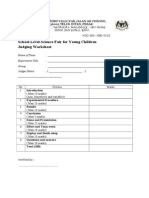 School Level Science Fair Judging Form