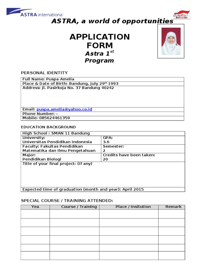 Astra Program Application Form | PDF | Motivation | Motivational