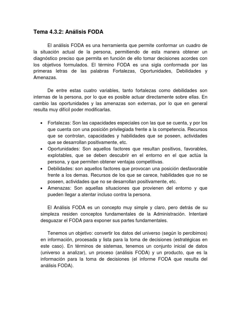 Tema 4.3.2 Análisis FODA.docx Swot Analysis Cognition