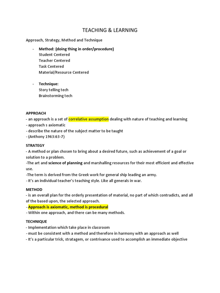 Teaching and Learning Strategies Explained | PDF