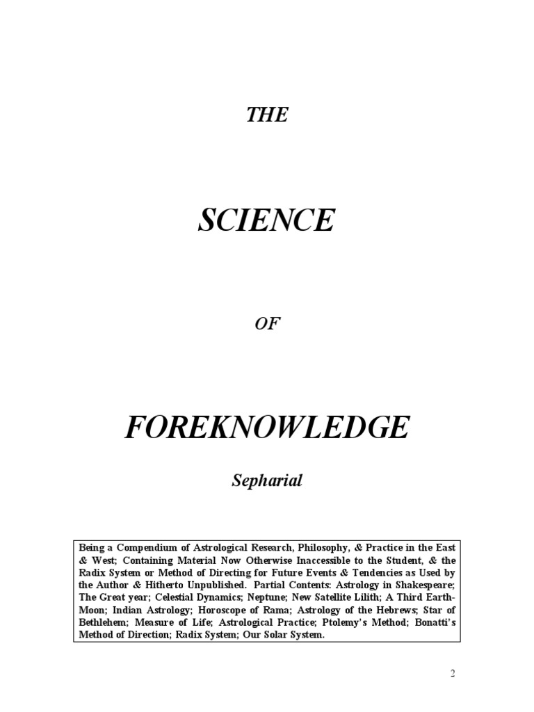 Sepharial - The Science of Foreknowledge PDF | PDF | Astrology | Planets