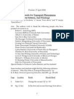 Corrigenda For Transport Phenomena (2d Edition, 2nd Printing)