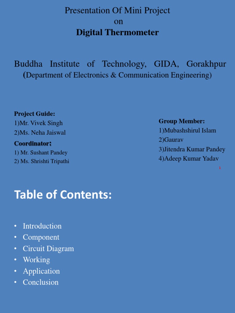 Digital Thermometer Mini Project Overview | PDF | Thermometer | Analog ...