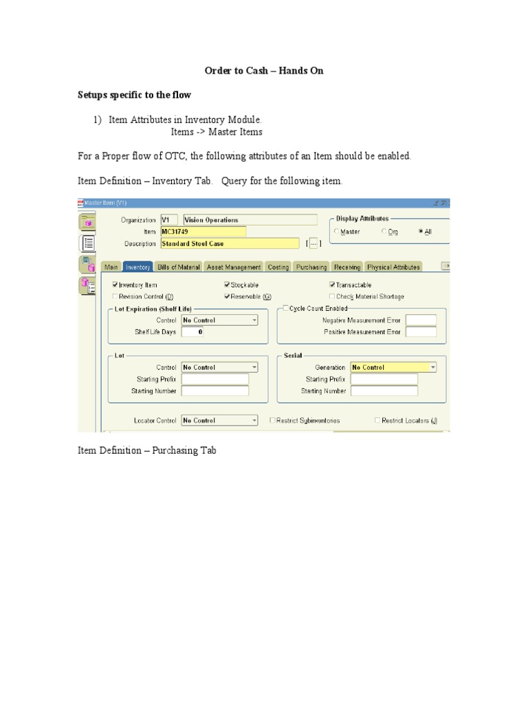 Order to Cash Process Setup Guide | PDF | Computing | Computing And ...