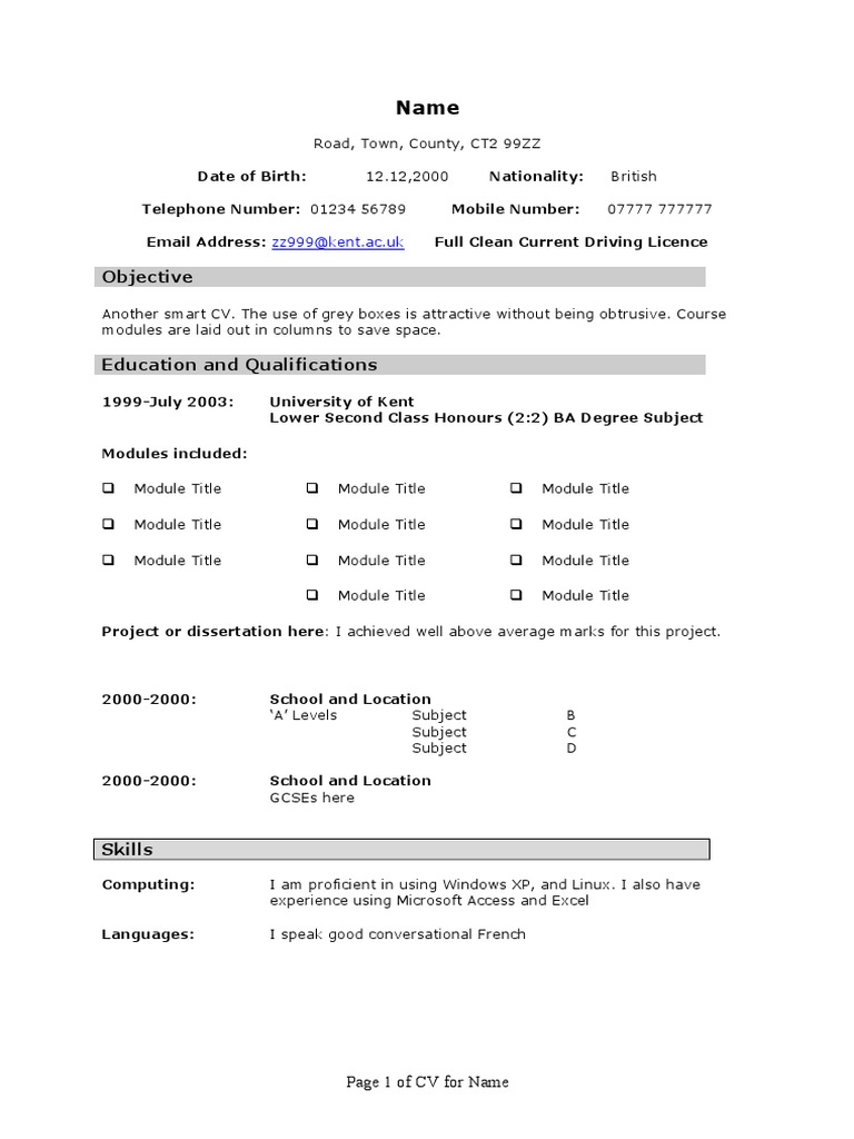 Graduate CV Template | PDF