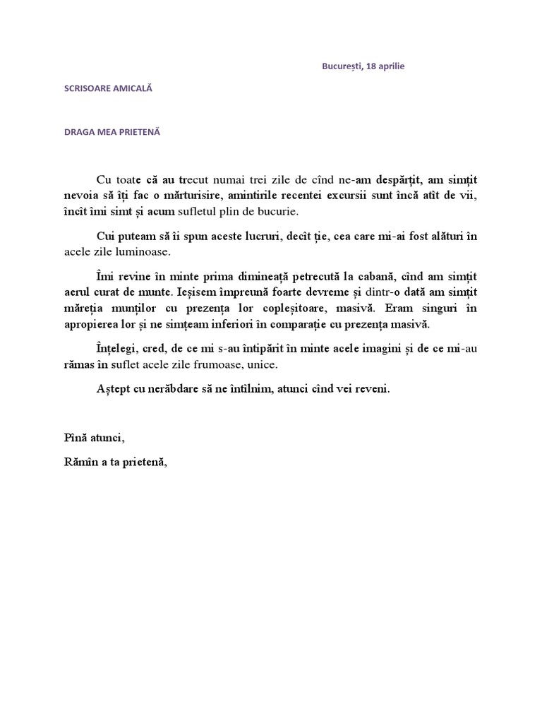 Scrisoare Amicala | PDF