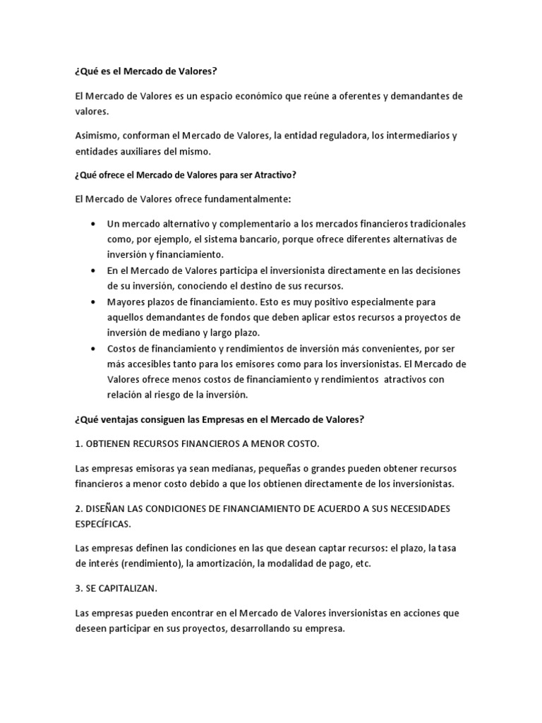 Definición del Mercado de Valores | PDF | Bolsa | Compartir (Finanzas)