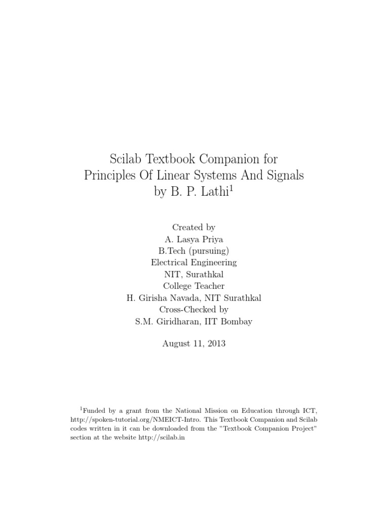 Principles of linear systems and signals b p lathi pdf pdf