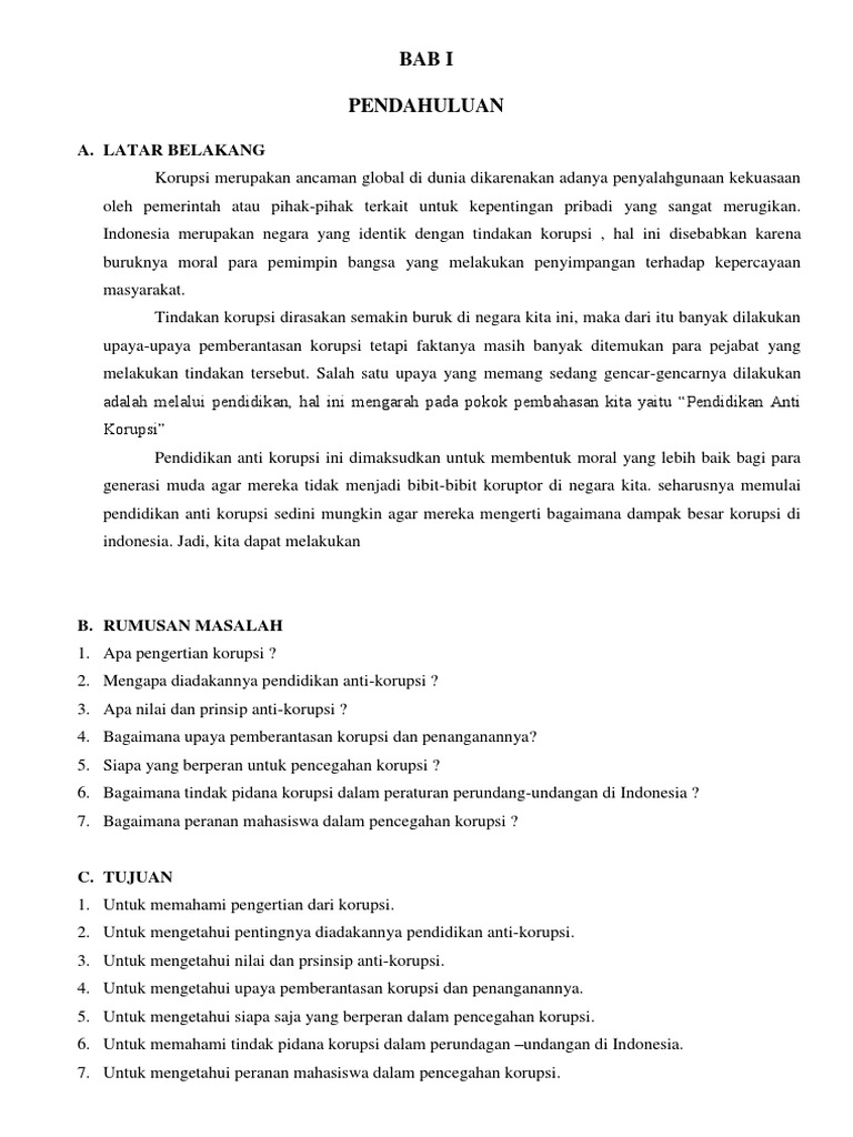 10++ Contoh makalah pendidikan karakter dan anti korupsi ideas