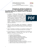 BASES SOBRE LA REALIZACIÓN DEL CONCURSO DE OPOSICIÓN 2013-2 (viernes)