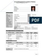 Institute of Cost and Management Accountants of Pakistan: Employment Application Form
