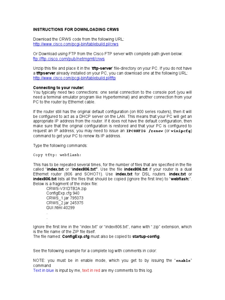 CRWS Download and Configuration Guide | PDF | Filename | Router (Computing)