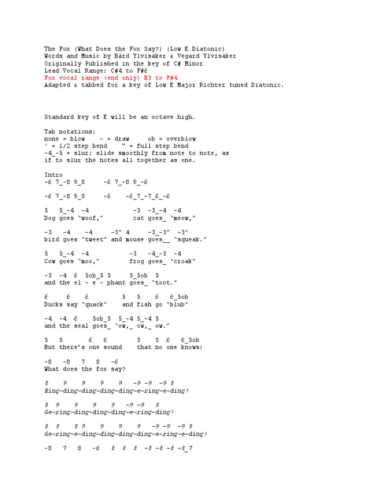 What Does The Fox Say Pdf Elements Of Music Pitch Music