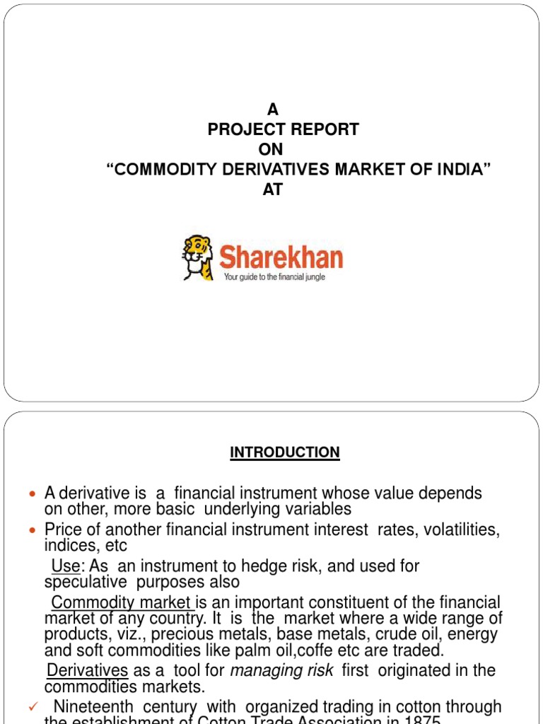 Project Report ON | PDF | Derivative (Finance) | Commodity Markets