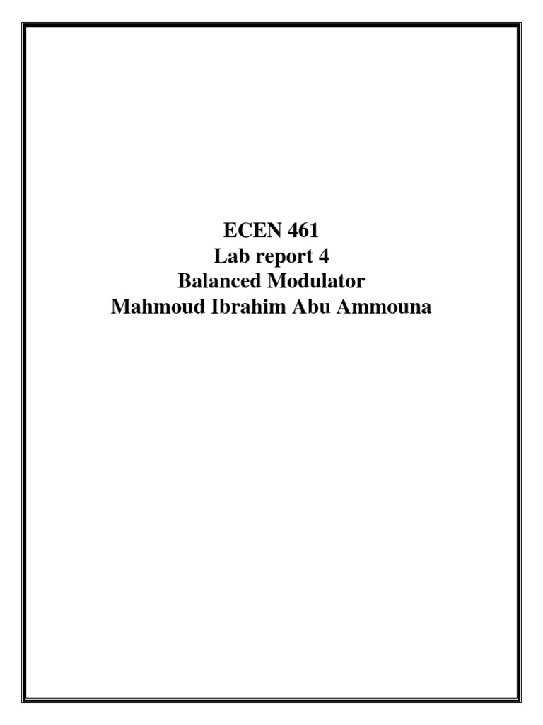 Balanced Modulator Lab Report Summary | PDF | Modulation | Electrical ...