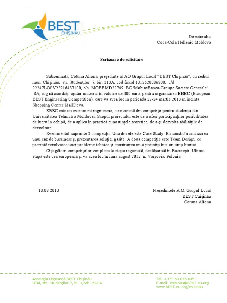 Scrisoare de Multumire