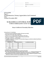 English Paper 2 Form 3 Kakamega Central Subcounty