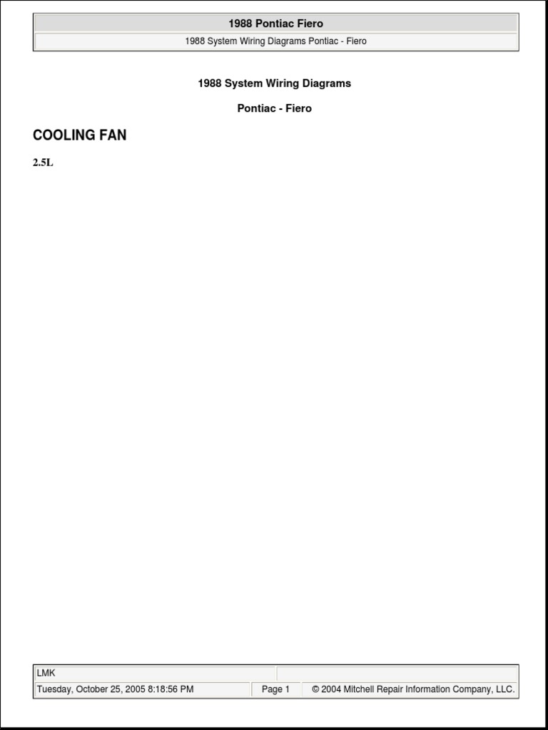 1988 pontiac fiero color wiring schematics automotive technologies cooling  fan circuit 1988 pontiac fiero color wiring