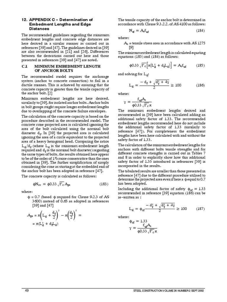 APPENDIX C - Determination of Embedment Lengths and Edge Distances ...