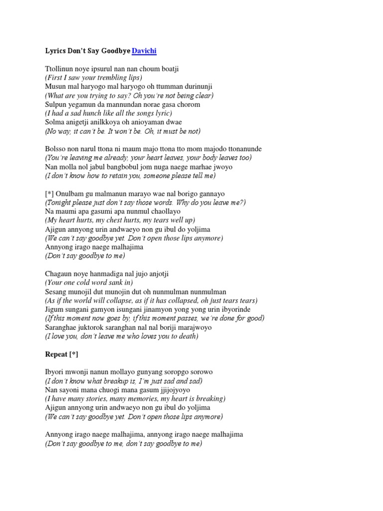 Don T Say Goodbye Tekst