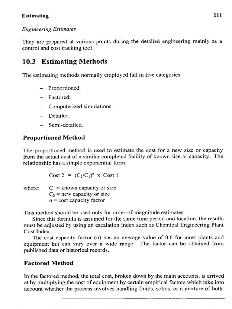 Estimating Methods: Engineering Estimates | PDF