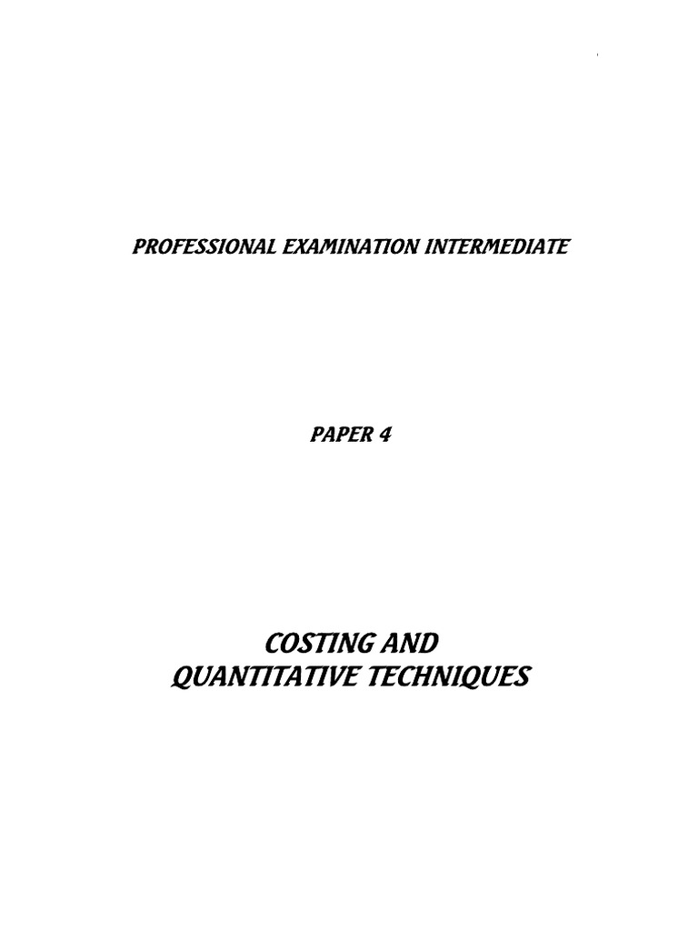 Costing and Quantitative Techniques PDF | PDF