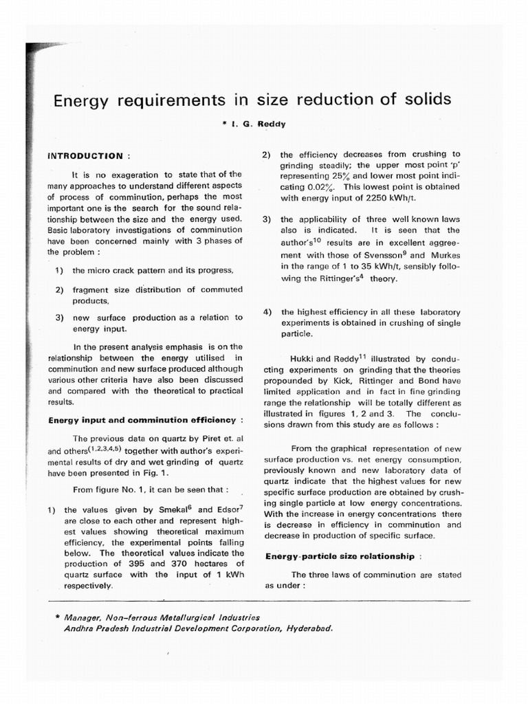 Communition Theory Reference and Formulas | PDF | Mill (Grinding) | Physics