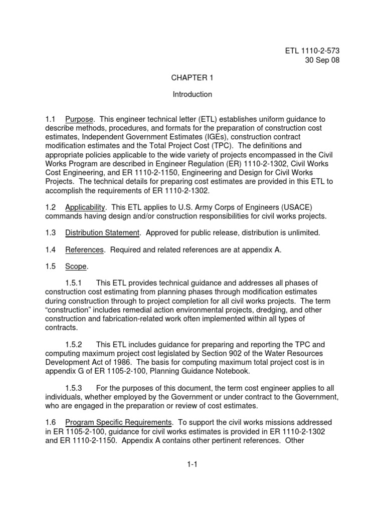 Construction Cost Estimating Guidance | PDF