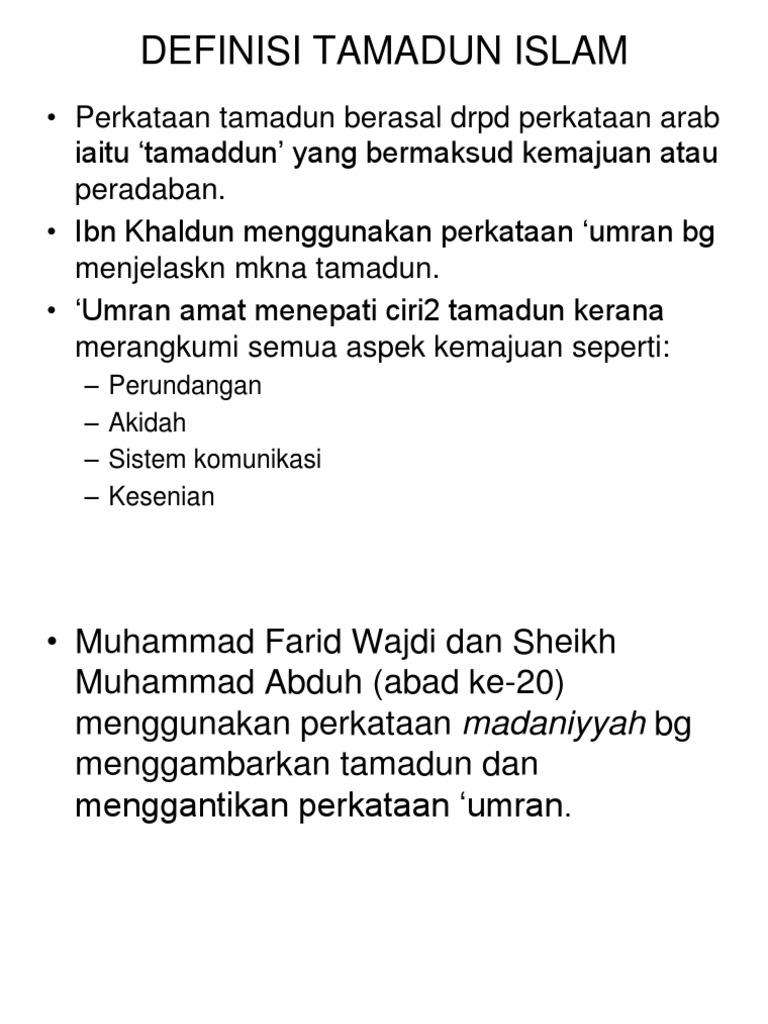 Definisi Tamadun Islam Pdf
