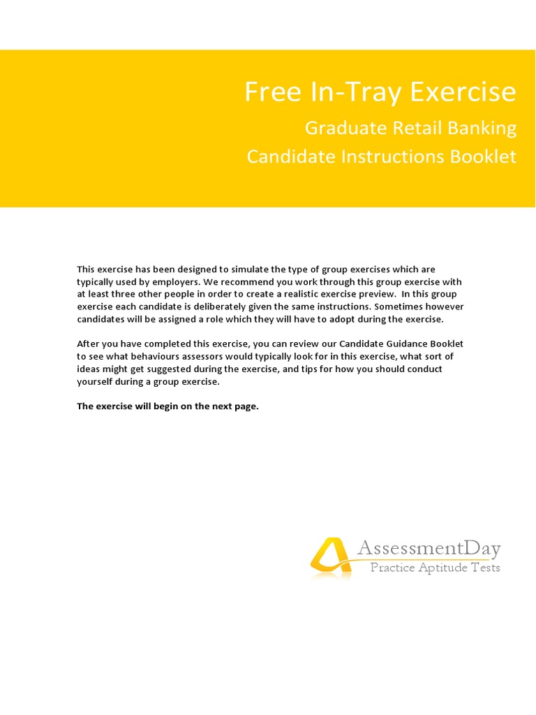 Example in Tray Assessmentday PDF | PDF | Overdraft | Retail