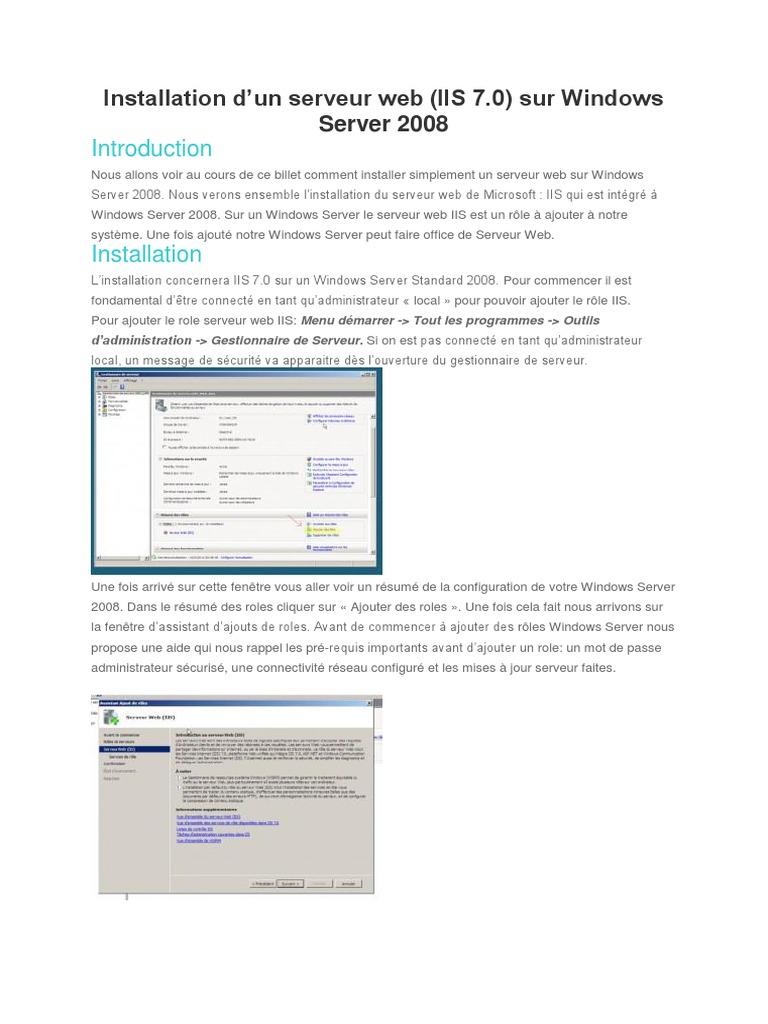 Installer IIS 7.0 sur Windows Server 2008 | PDF | PHP | MySQL