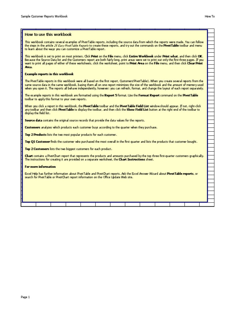 Customer Reports Workbook Overview | PDF | Cajun Cuisine | File Format