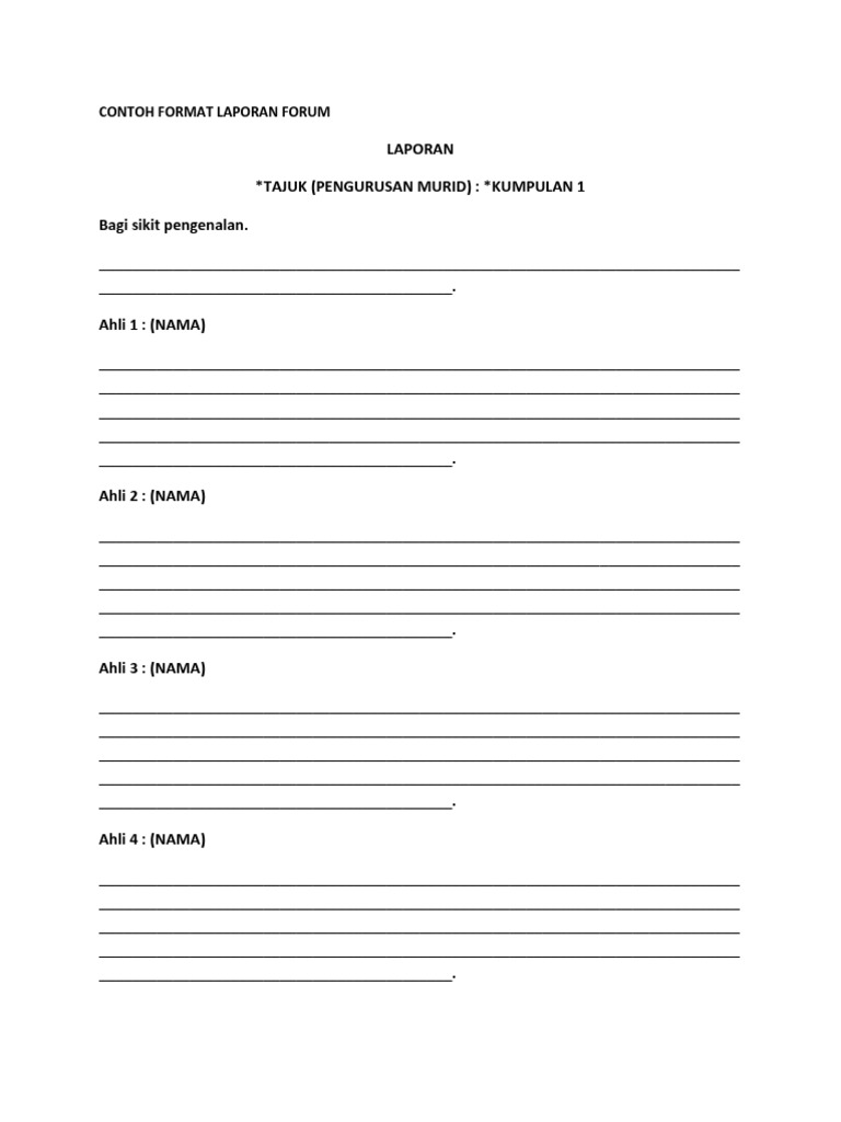 Contoh Format Laporan Forum