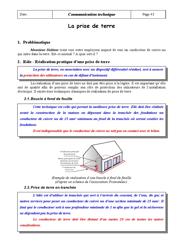 Boucle De Terre Fond De Fouille Pdf La Prise de Terre | PDF | Résistance (électricité) | Électricité