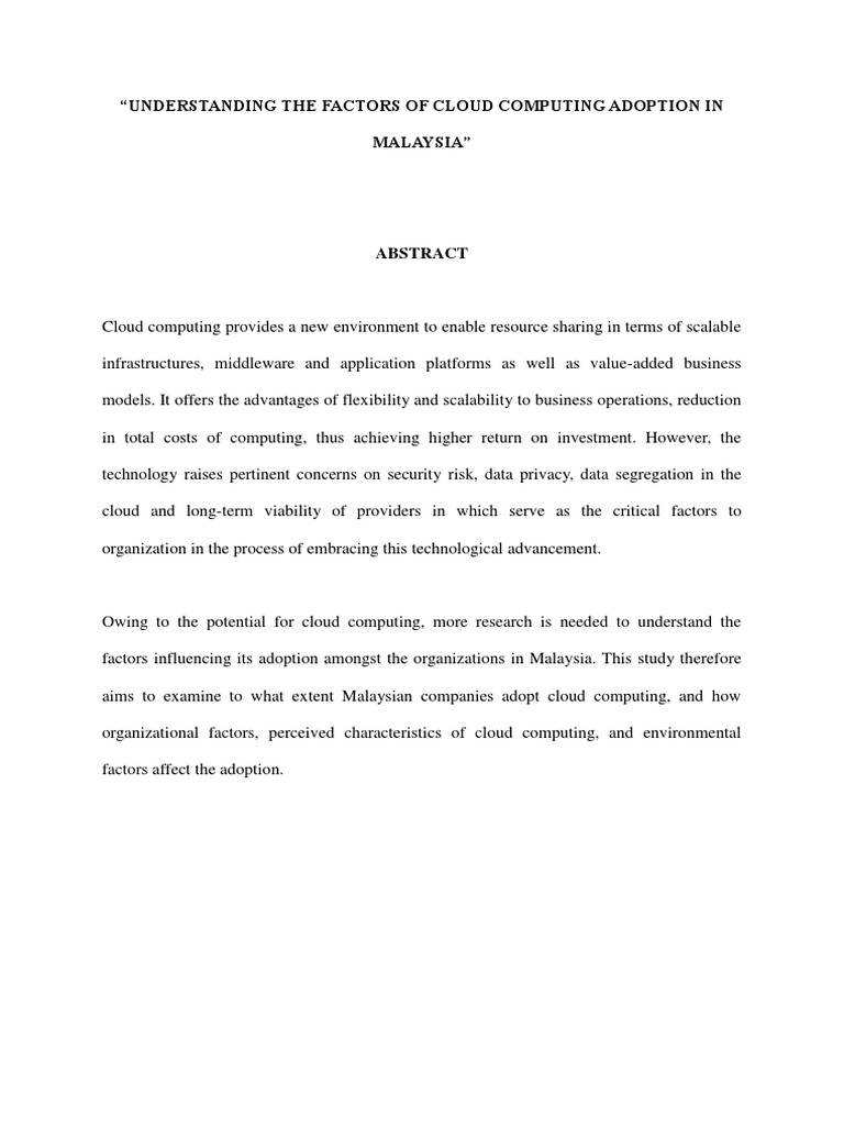 Factors Influencing Cloud Adoption in Malaysia | PDF | Cloud Computing ...