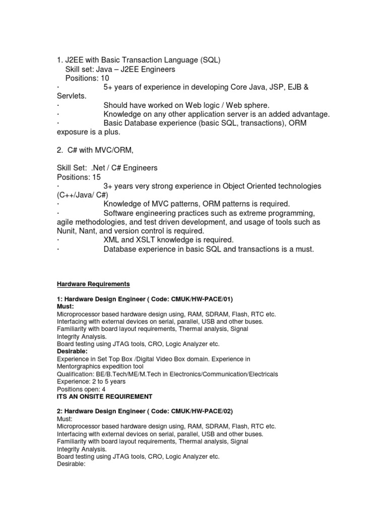 Hardware Design Engineer Positions Available | PDF