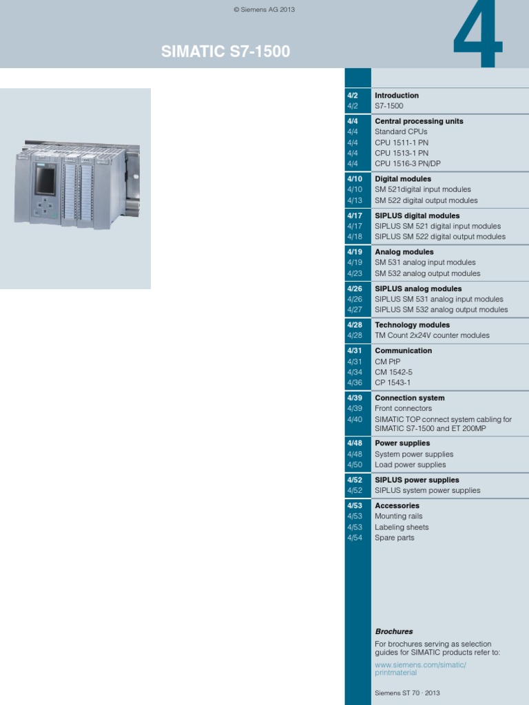 s7 1500 Catalogue | PDF | Central Processing Unit | Relay