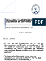 Adelantos, Valorizaciones y Liquidación de Contratos